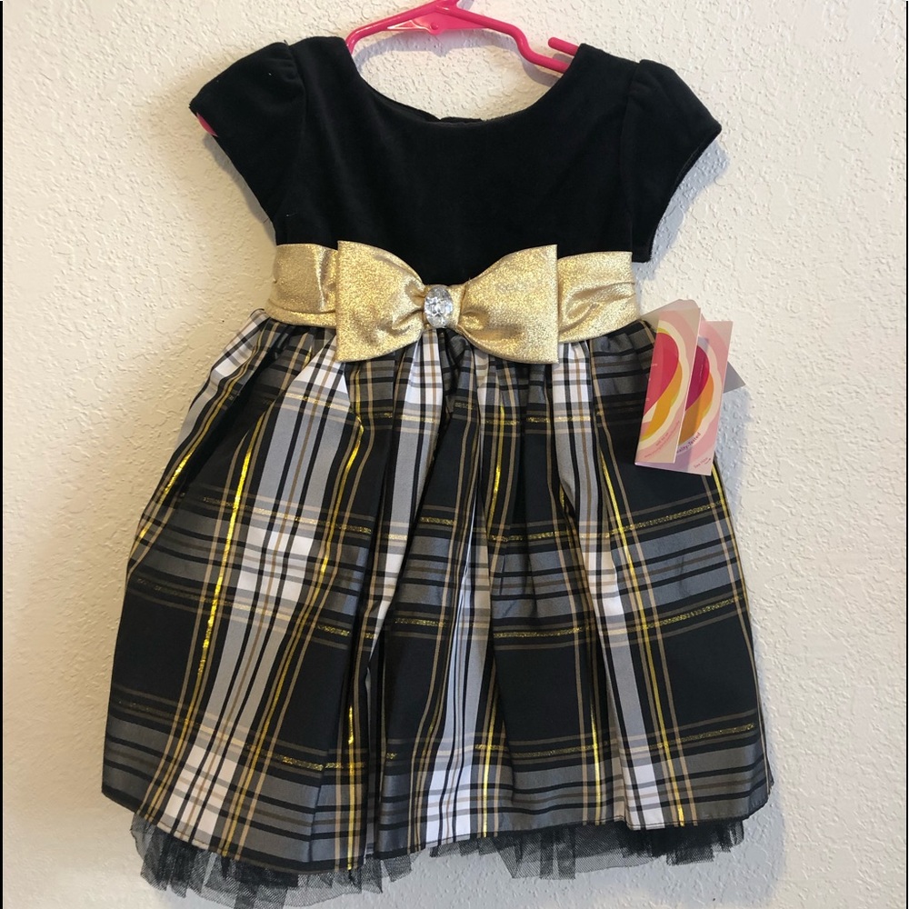 Size 2T black and gold dress Youngland brand new with tags
